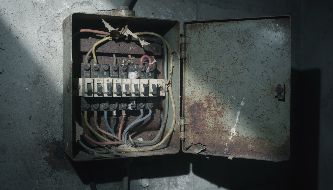 Alter Sicherungskasten mit veralteter Elektroinstallation
