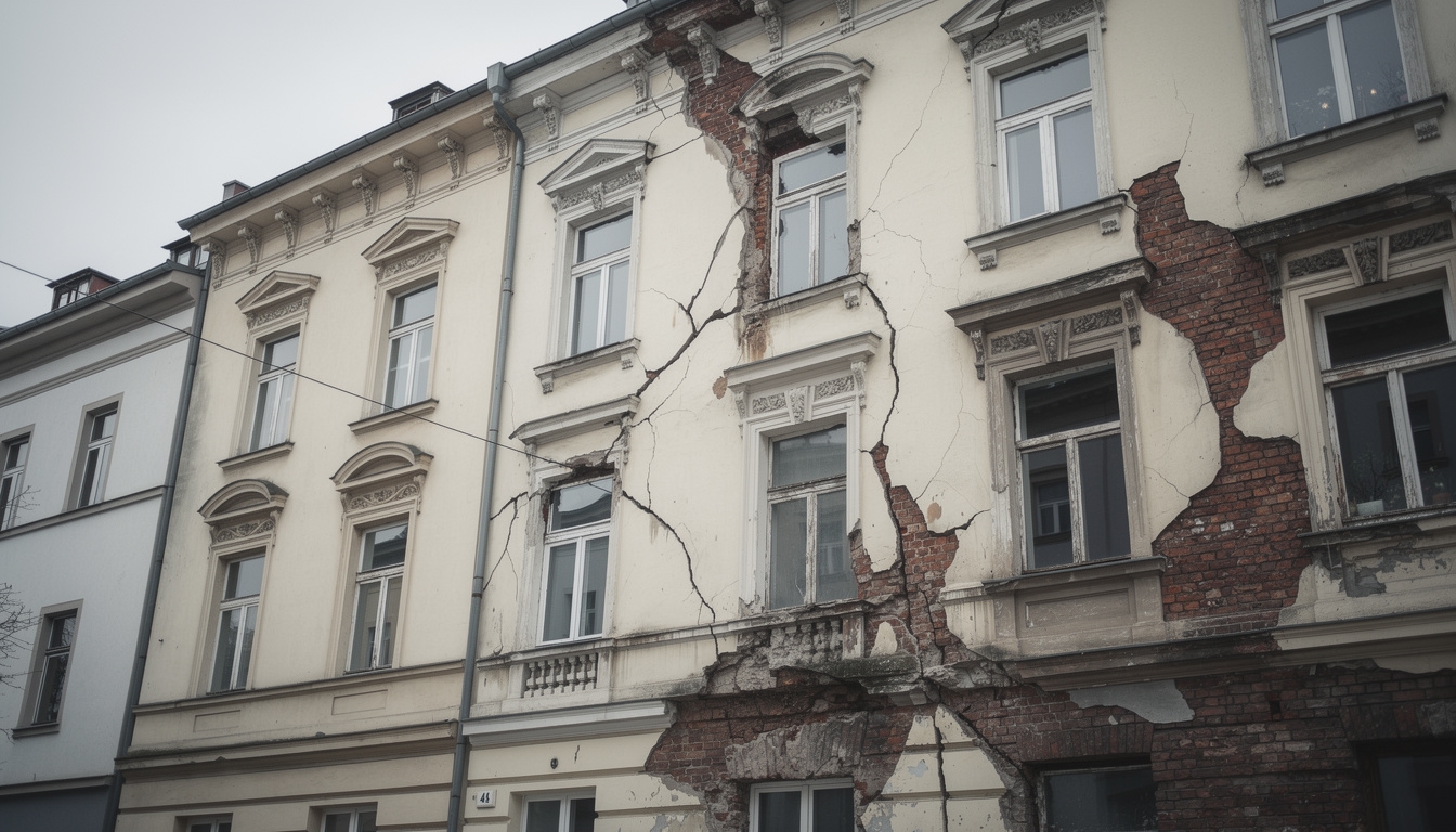 Risse in der Fassade als Hinweis auf strukturelle Schäden